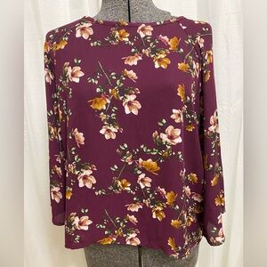 NWOT Large PaperMoon Maroon Floral Women’s Blouse 🍓
